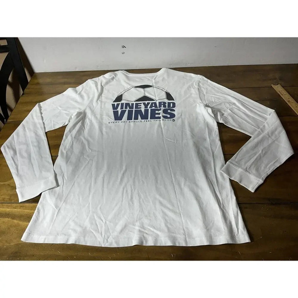 Vineyard Vines Mens Size Large White Soccer Graphic Tee Cotton Crewneck - Picture 9 of 10